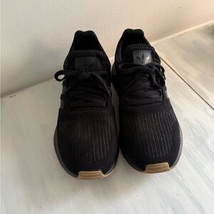 adidas Men’s Black Knit Sneakers with Tan Accents